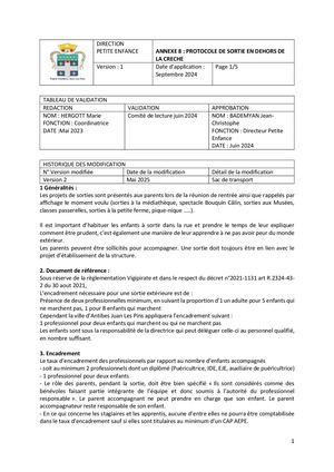 Annexe 8 - Protocole de sortie en dehors de la crèche