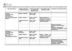 Annexe 10 - Tableau récapitulatif des directions, des temps EJE, des temps accueil inclusif, des temps référents sanitaire et des missions partagées des RSAI