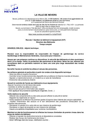 Gardien Bâtiment Et Equipement