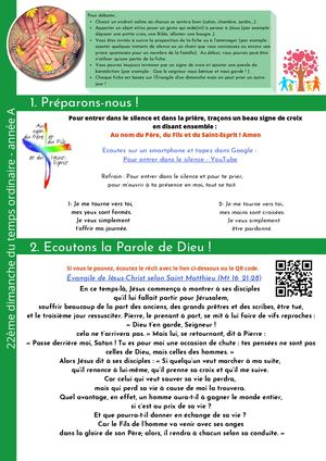 22e dimanche du Temps Ordinaire