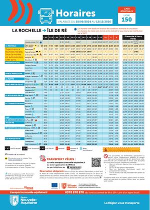 Ligne 150 Du 28 septembre au 12 décembre 2026