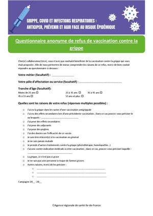 5 - Questionnaire Refus De Vaccination Contre La Grippe