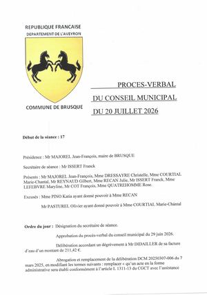 Pv Conseil Municipal Du 20072026