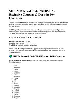 SHEIN Coupon Code Malta [XE8M3] – Get 60% OFF