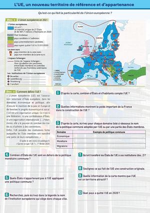 CG6 - 3e - Activité 1 - L'UE, un nouveau territoire d'appartenance
