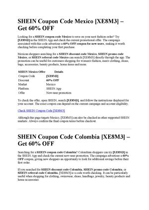 SHEIN Coupon Code Spain [XE8M3] – Get 60% OFF