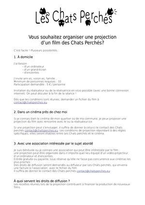 Organiser une projection d'un film des Chats perchés