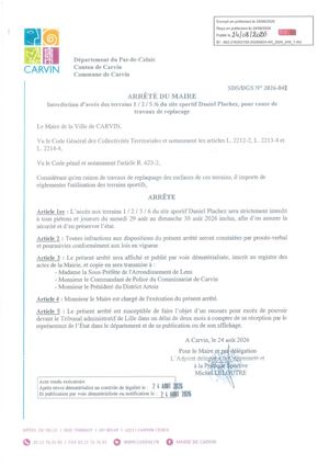 Interdiction d'accès des terrains du site sportif Daniel PLACHEZ pour travaux de replacage