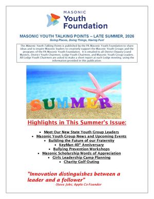 Masonic Youth Talking Points - Summer 2026