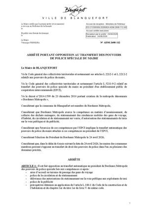 Adm 2608 112 Arr Opposition Transfert Pouvoirs De Police Spéciale Pref