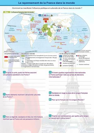 CH7 - 3e - Activité 3 - Le rayonnement de la France dans le monde
