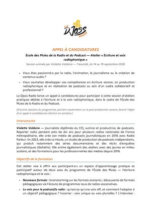 Appel candidature- Atelier écriture et voix radiophonique