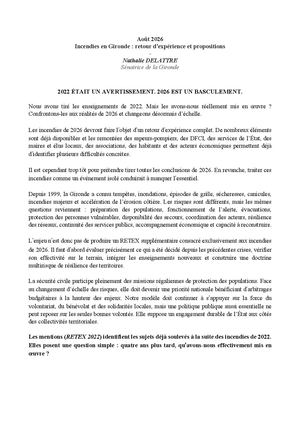 RETEX sur les incendies 2026 - Nathalie Delattre