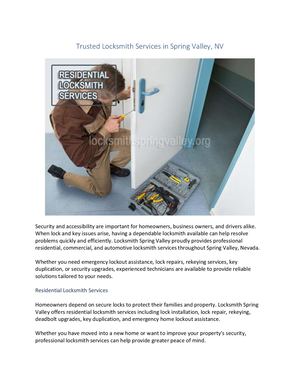 Trusted Locksmith Services In Spring Valley