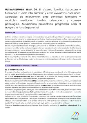 Ultraresumen Tema 26. El Sistema Familiar