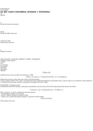 Jeu Sans Controle Passes + Finition