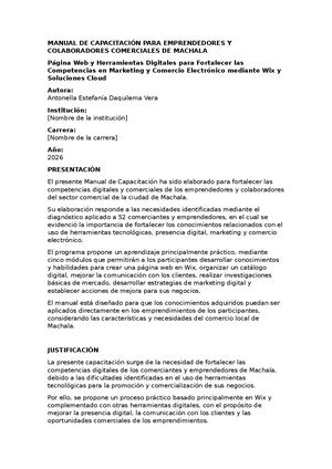 Manual De Capacitación Para Emprendedores Y Colaboradores Comerciales De Machala