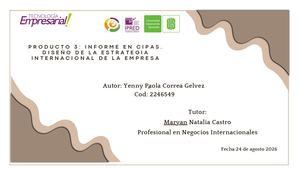 Producto 3:  Presentación Diapositivas Informe Proyecto Negocios Orgánico Marrón