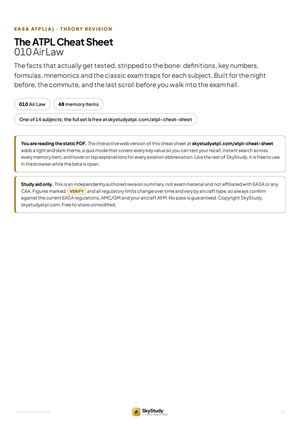 ATPL 010 Air Law Cheat Sheet: EASA ATPL(A) Revision Notes