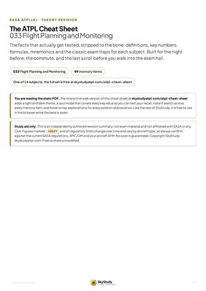 ATPL 033 Flight Planning Cheat Sheet: EASA ATPL(A) Revision Notes