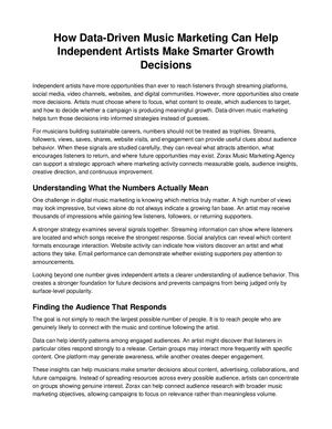 Zorax Data Driven Music Marketing Article