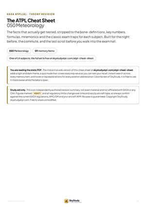 ATPL 050 Meteorology Cheat Sheet: EASA ATPL(A) Revision Notes
