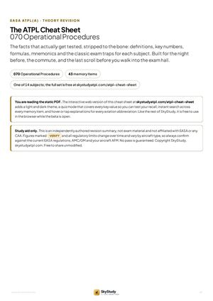 ATPL 070 Operational Procedures Cheat Sheet: EASA ATPL(A) Revision Notes