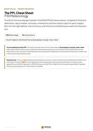 PPL Meteorology Cheat Sheet: EASA PPL(A) Revision Notes