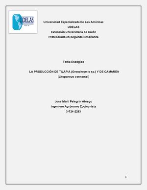 LA PRODUCCIÒN DE TILAPIA (Oreochromis sp.) Y DE CAMARÒN (Litopaneus vannamei)