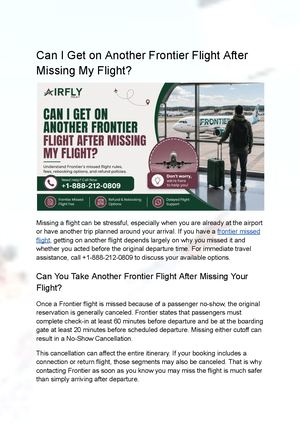 Can I Get On Another Frontier Flight After Missing My Flight