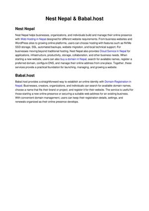 Nest Nepal Babal Host Brief