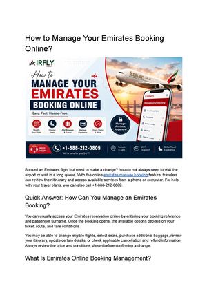 How To Manage Your Emirates Booking Online