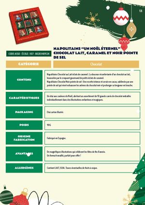 NAPOLITAINS “UN NOËL ÉTERNEL” CHOCOLAT LAIT, CARAMEL ET NOIR POINTE DE SEL