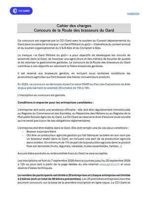 Cahier des charges - Concours des Brasseurs 2026