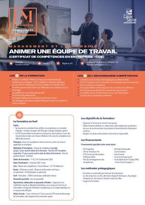 Formation Fiche "Animer une équipe de travail" EMN - Caux Seine développement