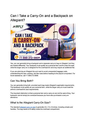 Can I Take A Carry On And A Backpack On Allegiant