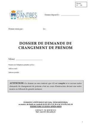 Changement de prénom -  Liste pièces à fournir