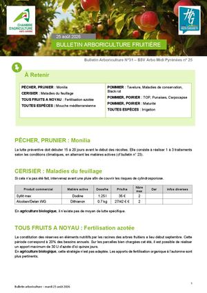 Bulletin Arbo n°31 du 25 Août