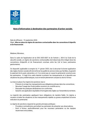 Sanctions financières - Note d'information