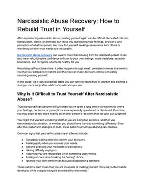 Narcissistic Abuse Recovery How To Rebuild Trust In Yourself
