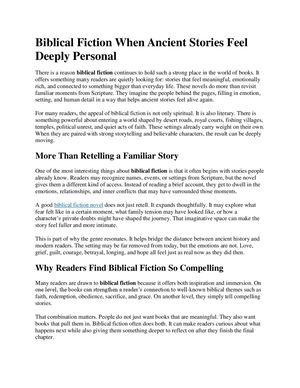 Biblical Fiction When Ancient Stories Feel Deeply Personal