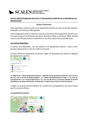Notice Webcrtographie Des Sites Et ÉQuipements Sportifs