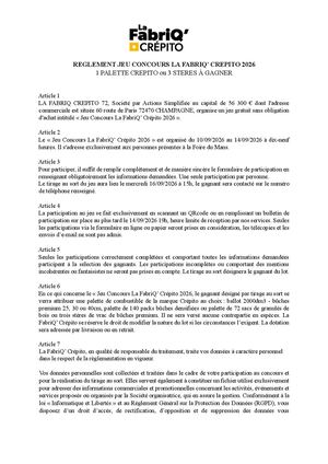 Règlement Jeu Concours Foire Du Mans 2025