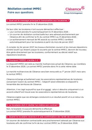 Foire aux questions - Collaborateurs Résiliation Contrat Impec
