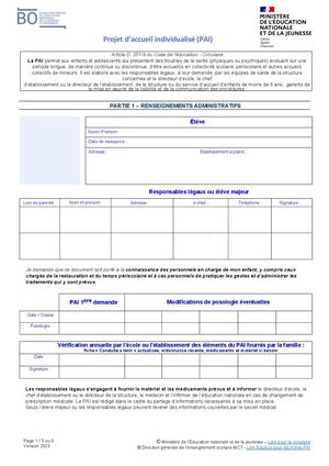 Projet D Accueil Individualise Partie 1 Et Partie 2 70815