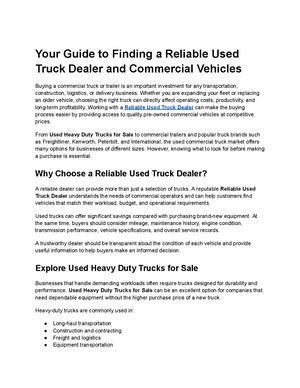 Your Guide To Finding A Reliable Used Truck Dealer And Commercial Vehicles