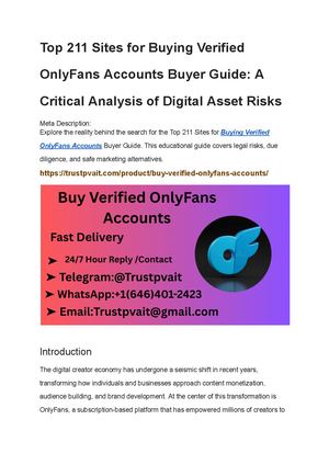 Top 211 Sites For Buying Verified Only Fans Accounts Buyer Guide