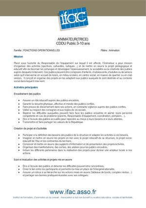 Animateur Trice - CDD - Mimet