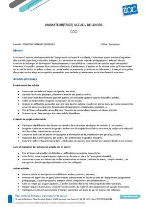 Animateur Trice - CDD - Sartrouville