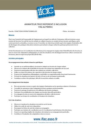 3. Animateur Trice Référent Inclusion- CDII - Pibrac
